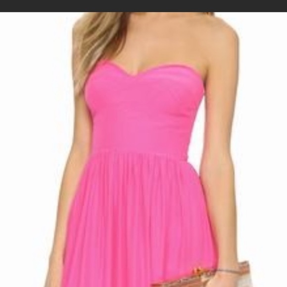 Amanda Uprichard Hot Pink Gisele Midi Dress - Picture 9 of 17